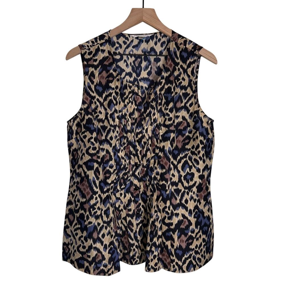 PENDLETON 100% silk multicolor cheetah print sleeveless blouse 12